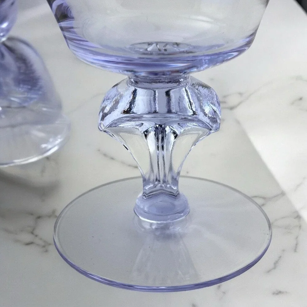 Tiffin Twilight Neodymium Glass Purple/Blue 4 Champagne Coupes Sherbets #17578